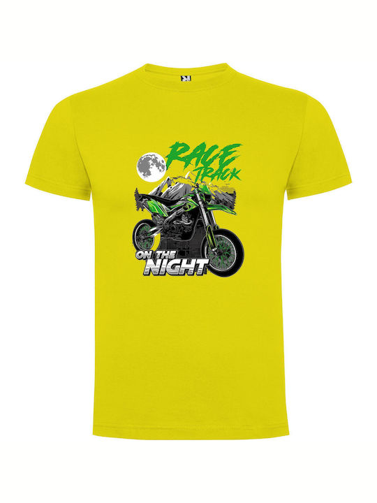 Midnight Motocross Majesty T-shirt Yellow Cotton