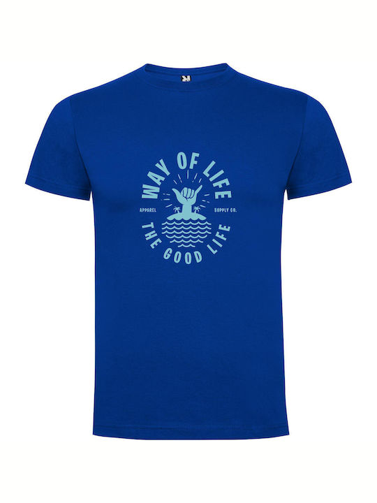 The True Life Emblem T-shirt Blue Cotton