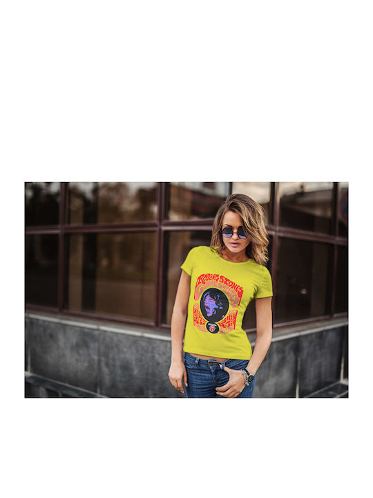 Poster T-shirt Rolling Stones Κίτρινο Βαμβακερό