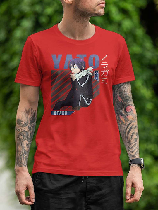 Yato Character Illustration T-shirt Κόκκινο Βαμβακερό