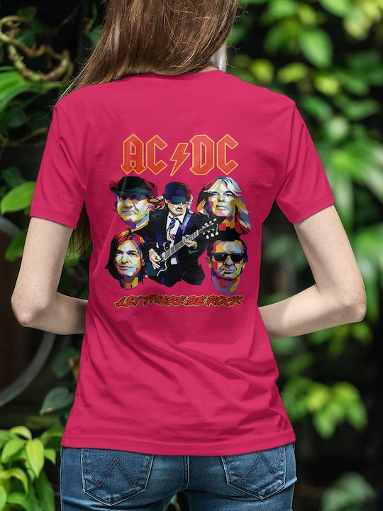 Ac/dc Poster T-shirt AC/DC Fuchsia Cotton