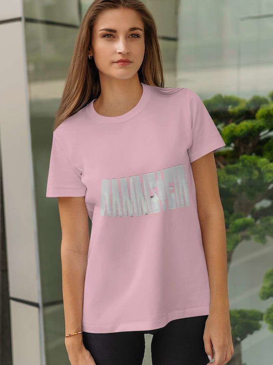 Rammstein Logo T-shirt Ροζ Βαμβακερό