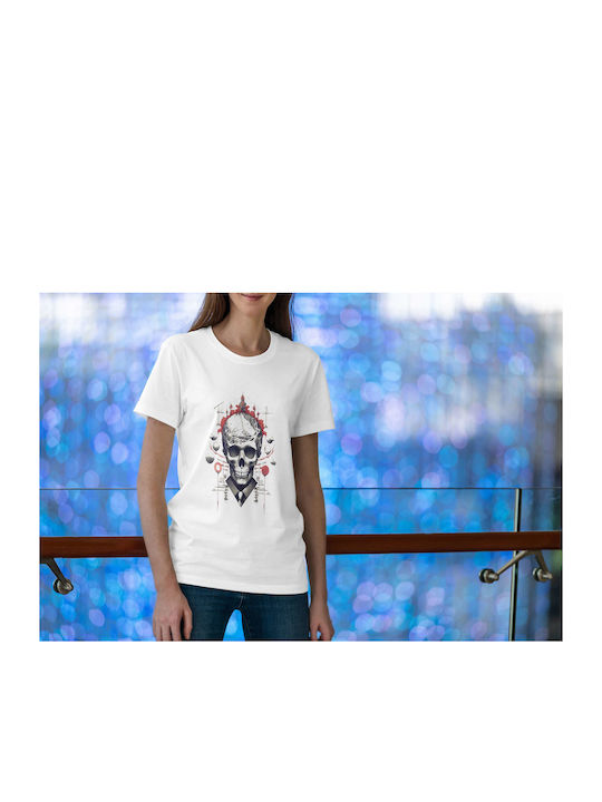 Surreal Skull Art T-shirt White Cotton