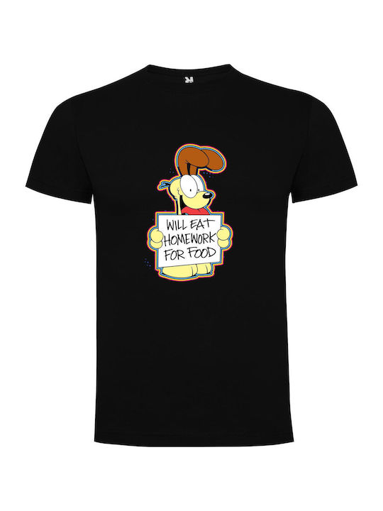 Hungry For Homework T-shirt Μαύρο Βαμβακερό