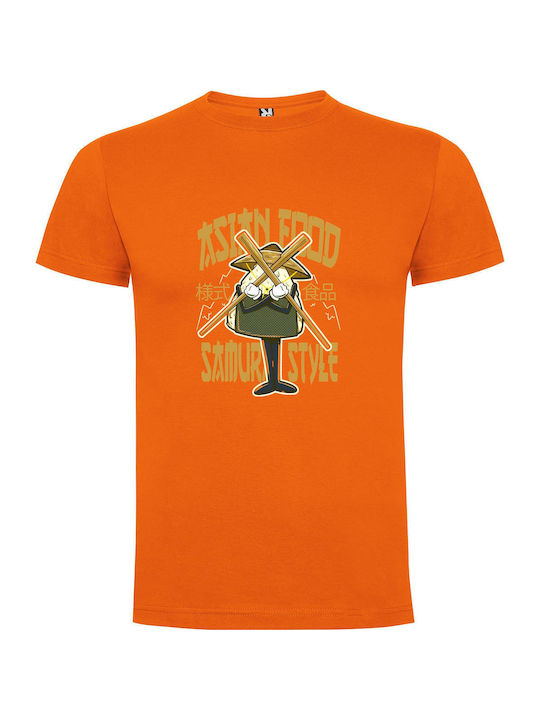 Samurai T-shirt Orange Cotton