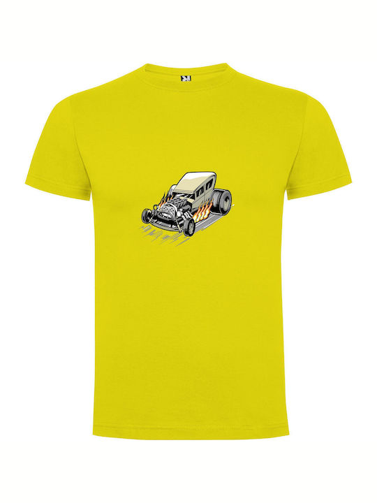 Flamin' Hotrod Masterpiece T-shirt Yellow Cotton