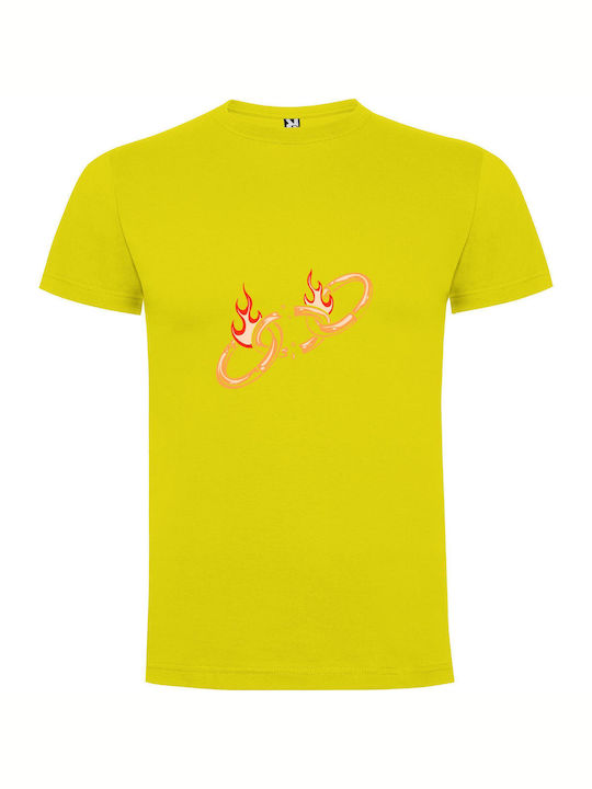 Fiery Chains Unleashed T-shirt Yellow Cotton