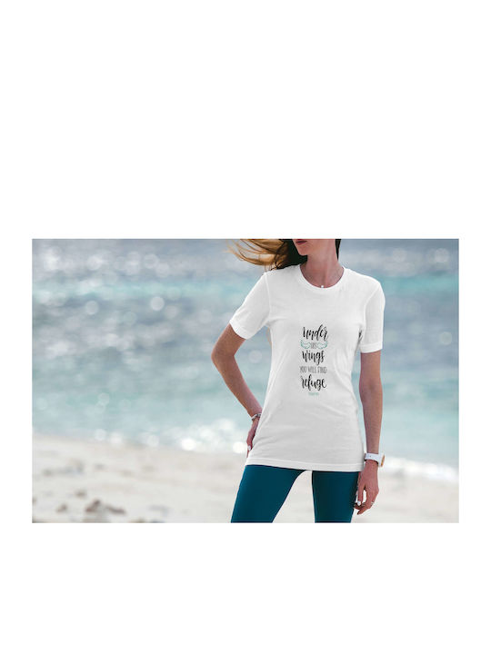 Psalm 91:4 Inspirational Quote T-shirt White Cotton