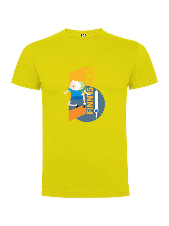 Knife-wielding Cartoon Hero T-shirt Yellow Cotton