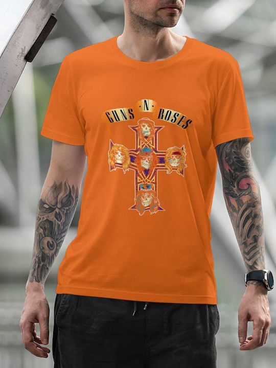 Cross Artwork T-shirt Guns N' Roses Orange Baumwolle