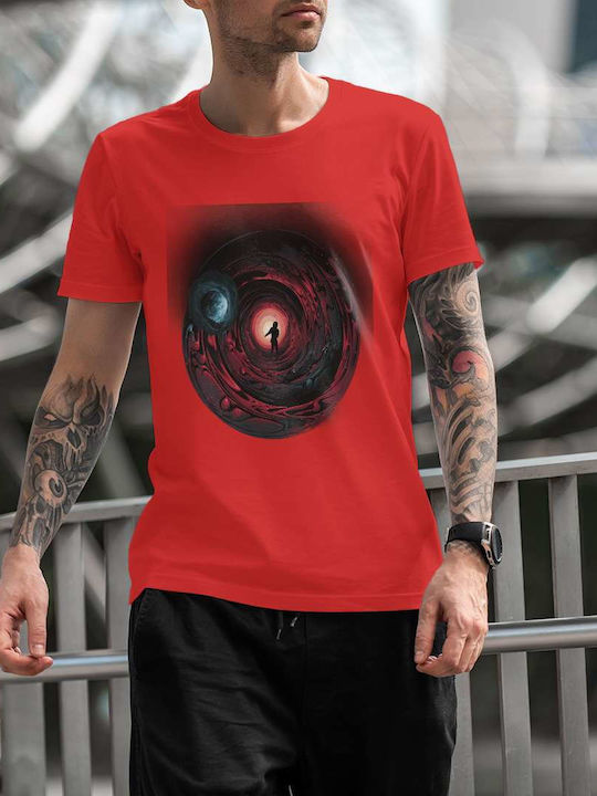 Exploration Of The Cosmic Vortex T-shirt Red Cotton