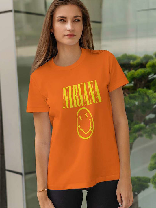 Small T-shirt Nirvana Orange Cotton