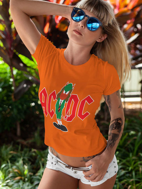 Cartoon Devil T-shirt AC/DC Orange Baumwolle