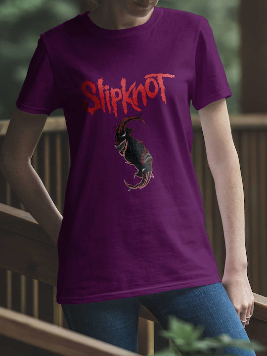 Slipknot Goat Artwork T-shirt Slipknot Purple Cotton