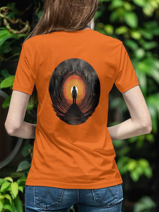 Mysterious Portal T-shirt Orange Cotton