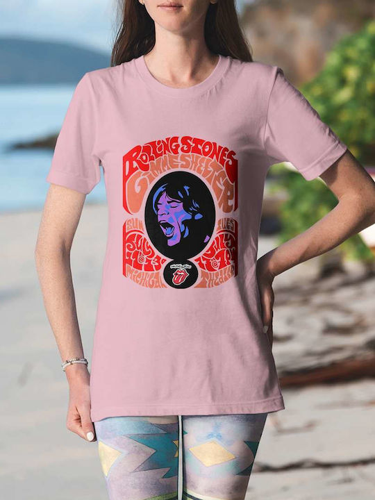 Poster T-shirt Rolling Stones Pink Cotton