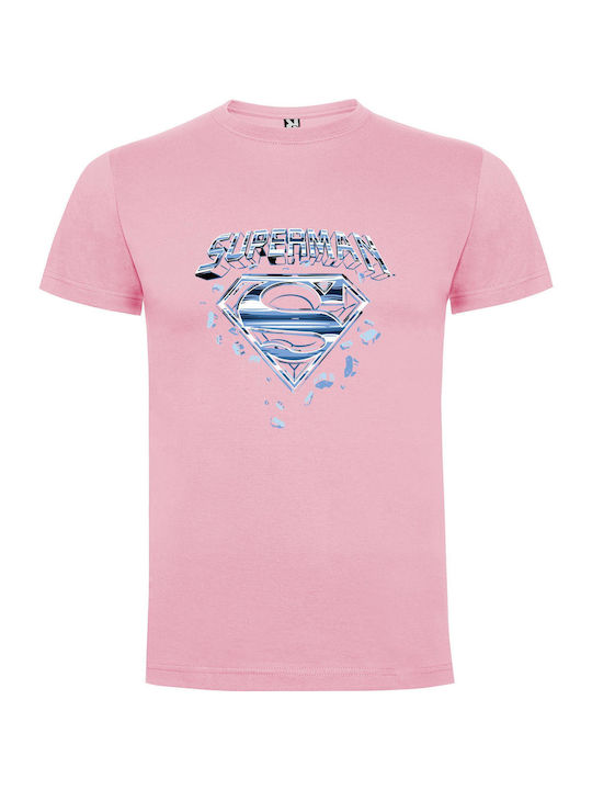 Glimmering Superman Emblem T-shirt Superman Rosa Baumwolle