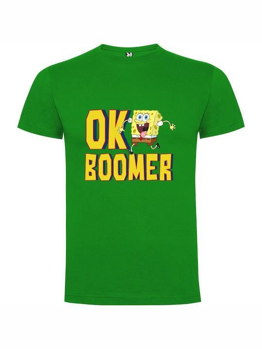 Ok Boomer, Spongebob Edition T-shirt Πράσινο Βαμβακερό