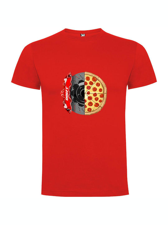 Cheesy Wheel Pizza Concept Tricou Roșu Bumbac