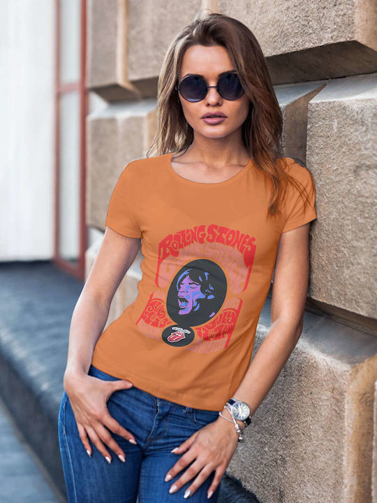 Poster T-shirt Rolling Stones Orange Cotton