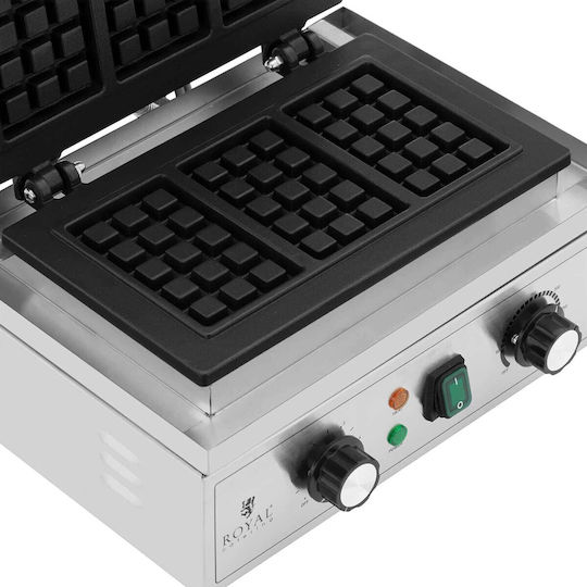 Rectangular Waffle Maker 3 Belgian Waffles Teflon 1500 W