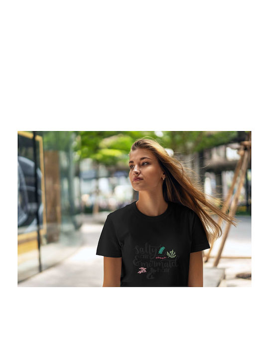 Salty Air & Mermaid Hair T-shirt Black Cotton