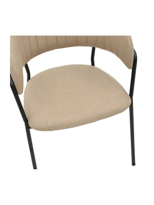 Morel Dining Room Velvet Chair Beige, Black 55x55x76cm