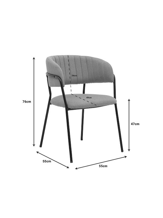 Morel Dining Room Velvet Chair Grey, Black 55x55x76cm