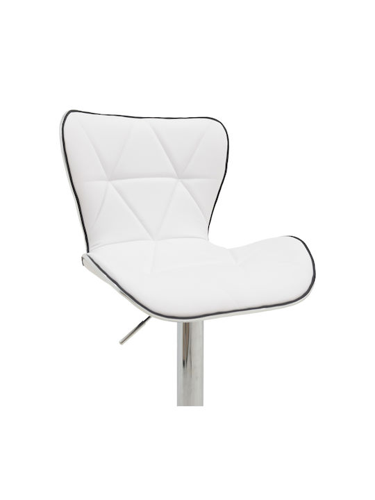 Stool Bar Jorine with Back & Adjustable Height White 53x44x114cm