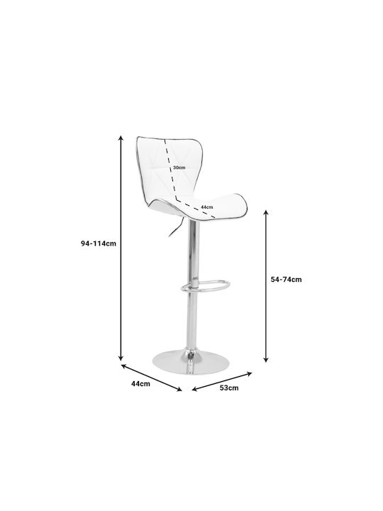 Stool Bar Jorine with Back & Adjustable Height White 53x44x114cm