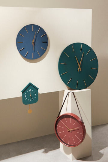 Bizzotto Timely Wall Clock Wooden Red 40x6cm