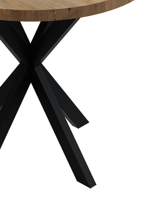 Kalipso Round Table Kitchen Wooden with Metal Frame Natural Shade and Black 70x70x75cm