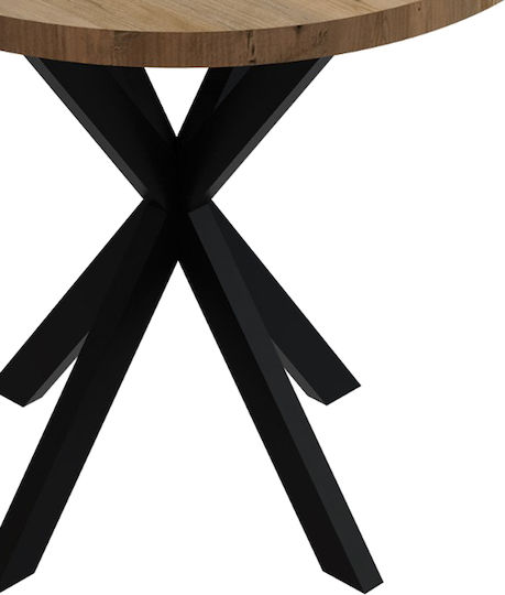 Kalipso Round Table Kitchen Wooden with Metal Frame Natural Shade and Black 70x70x75cm