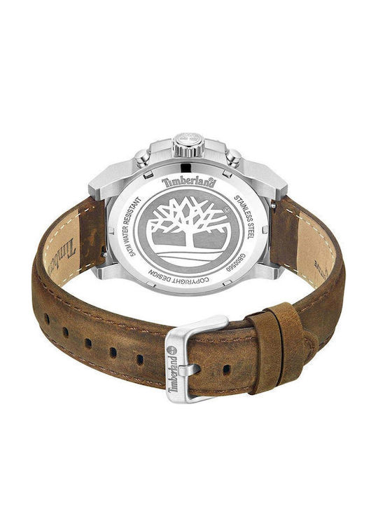Timberland Men's Watch 46mm Chronograph Battery with Brown Leather Strap