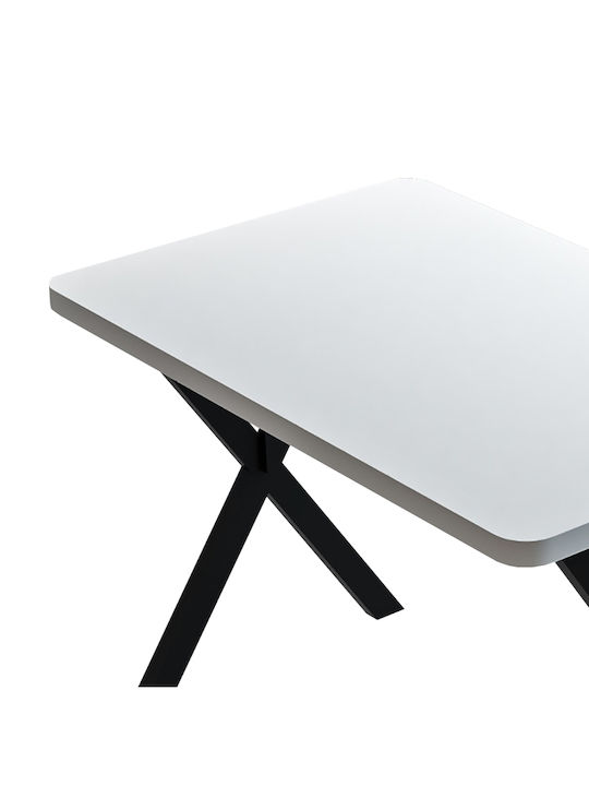 Zeryin Table Wooden with Metal Frame White 110x70x75cm