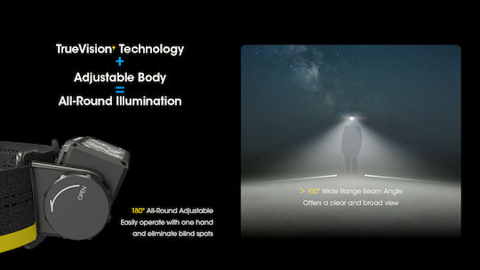 NiteCore Rechargeable Headlamp LED IP68 with Maximum Brightness 1600lm Hc60 Black