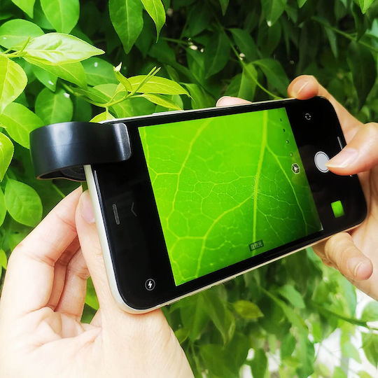 Microscope Smartphone Zoom 100x Led Ring Sliding Cover 30mah Black
