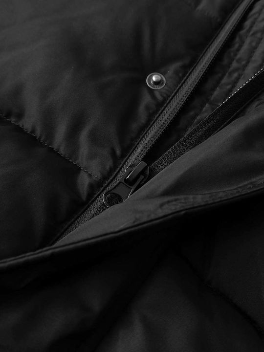 Kinder Steppjacke Lang mit Kapuze Black
