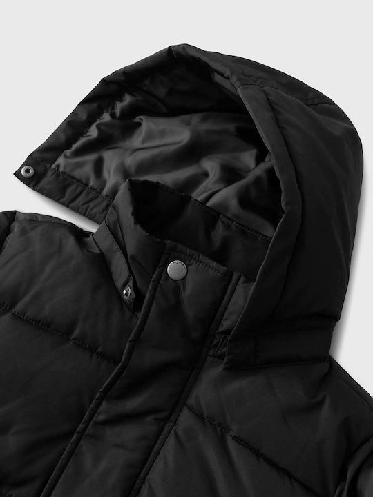 Kinder Steppjacke Lang mit Kapuze Black