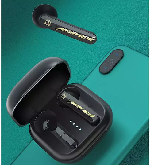 Nubi T9 Angry Bear Earbud Bluetooth Handsfree Ακουστικά με Θήκη Φόρτισης Μαύρα
