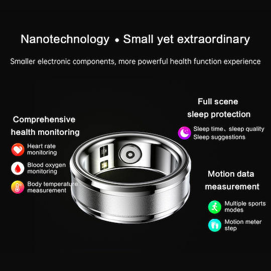 Techsuit R3 Smart Ring 20.6mm με Παλμογράφο Cyan