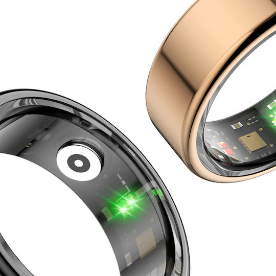 Techsuit R02 Smart Ring 18mm με Παλμογράφο Μαύρο