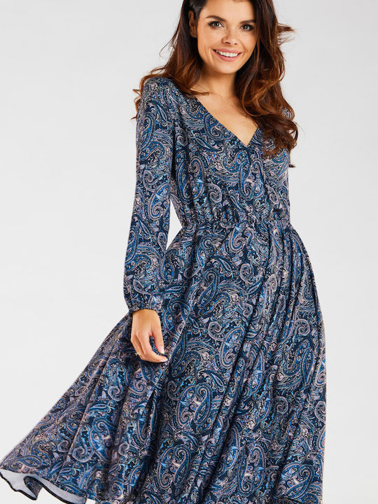 Awama Midi Dress Wrap Navy