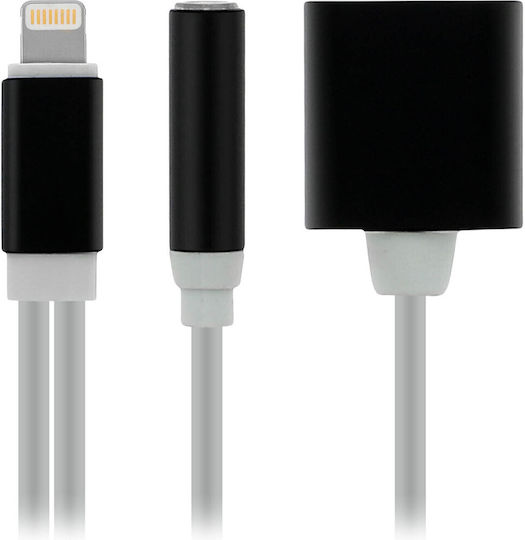 Adaptor audio & Încărcător Apple Lightning la Jack Lightning 3.5mm-alb