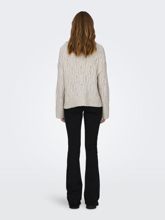 Only Women's Sweater Turtleneck Ivory Coast