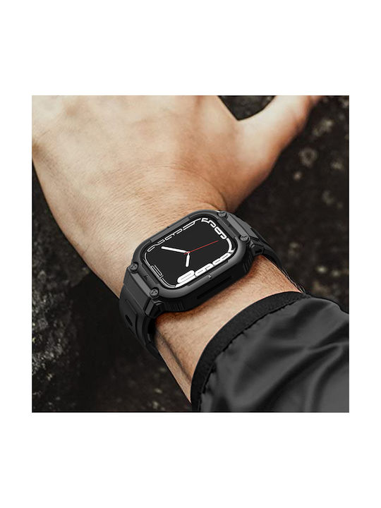 Силиконова регулируема каишка за Apple Watch Ultra 49mm Черна