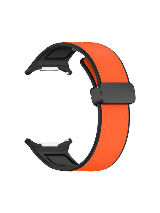 Curea din piele magnetică pentru Galaxy Watch Ultra 47mm portocaliu negru OEM
