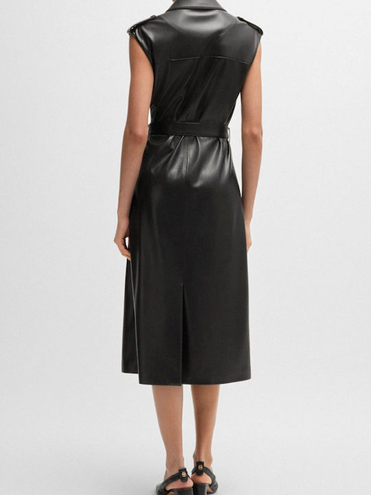 Hugo Boss Midi Dress Leather Black