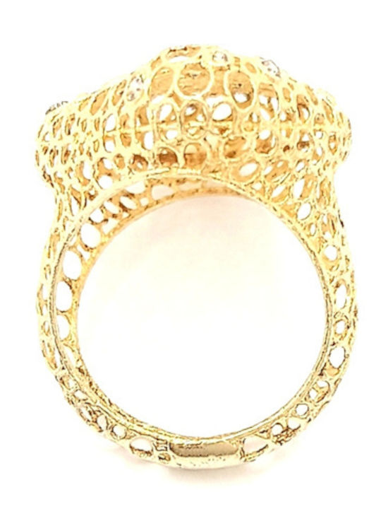 PS Silver Ring with Zircon made of Silver Gold Plated