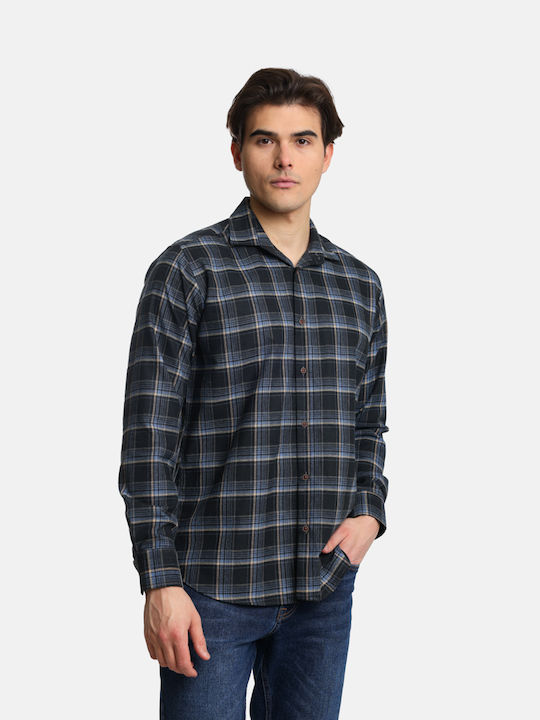 Paco & Co Men's Shirt Long Sleeve Checked Black